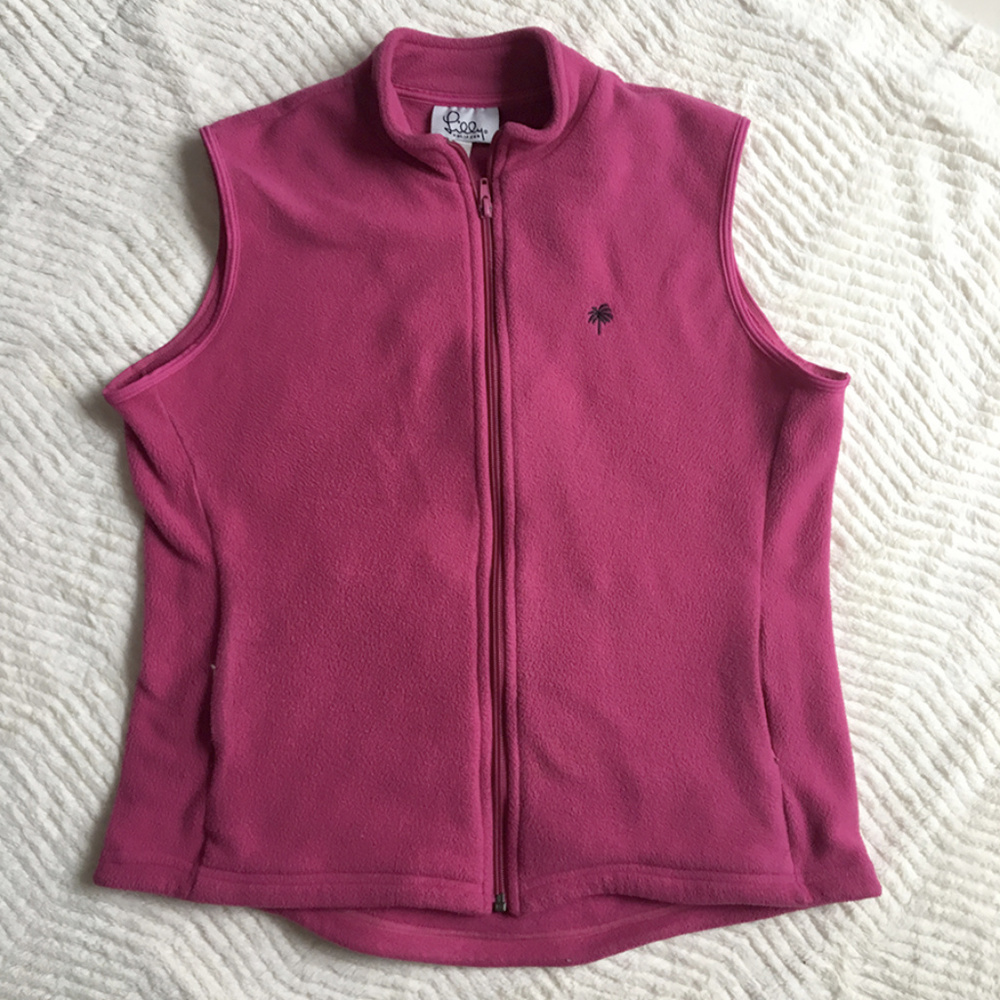 Lilly Pulitzer Pink Fleece Zip-up Vest